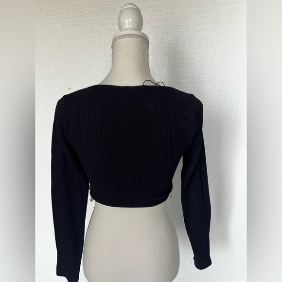 Zara Black Crop Top with Silver Beaded Fringe - Picture 10 of 11